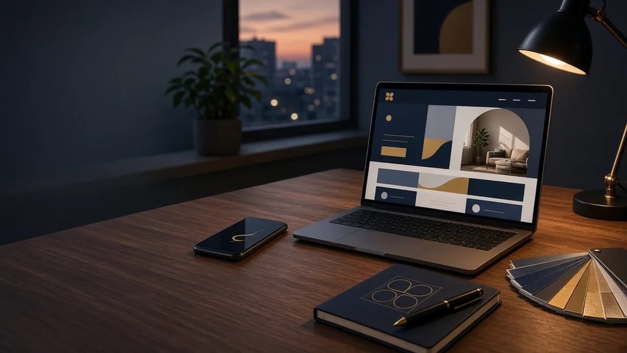 Laptop on a desk showing a modern home care agency website design